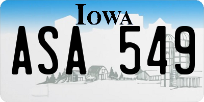 IA license plate ASA549