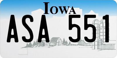 IA license plate ASA551