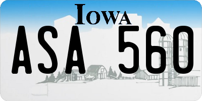 IA license plate ASA560