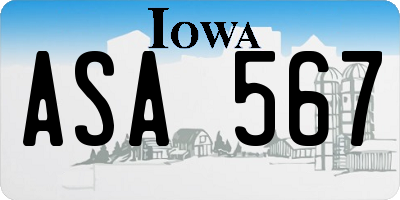 IA license plate ASA567