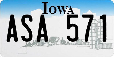 IA license plate ASA571