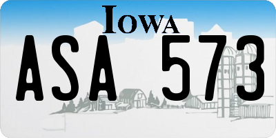 IA license plate ASA573