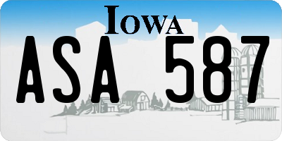 IA license plate ASA587