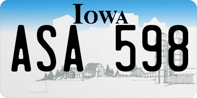 IA license plate ASA598