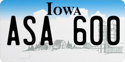 IA license plate ASA600