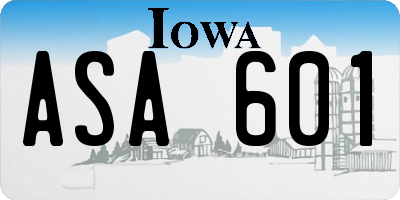 IA license plate ASA601