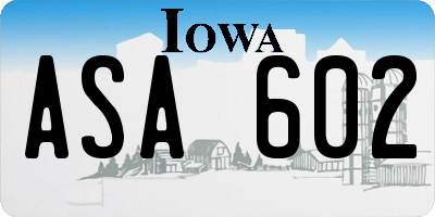 IA license plate ASA602
