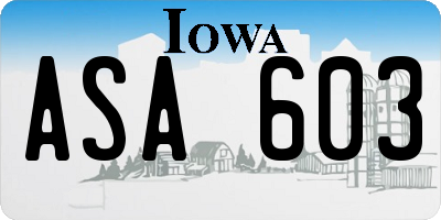 IA license plate ASA603