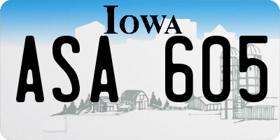 IA license plate ASA605