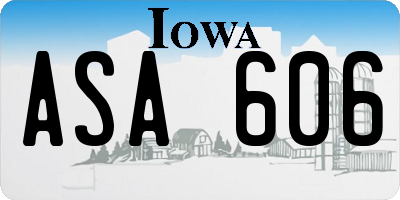 IA license plate ASA606