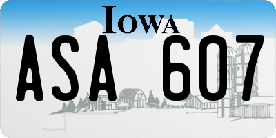 IA license plate ASA607