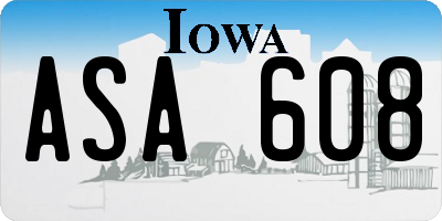 IA license plate ASA608