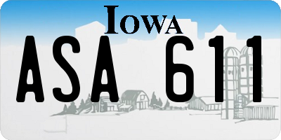 IA license plate ASA611