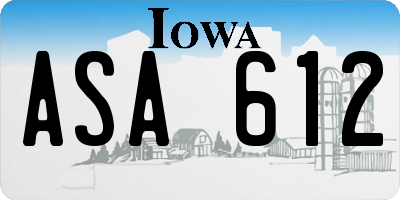IA license plate ASA612