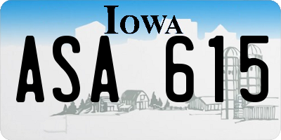 IA license plate ASA615