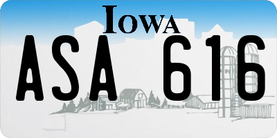 IA license plate ASA616