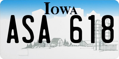 IA license plate ASA618