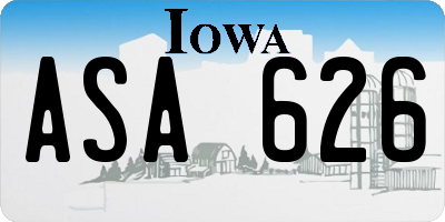 IA license plate ASA626