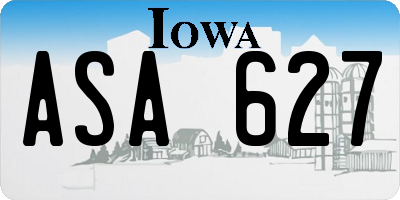 IA license plate ASA627