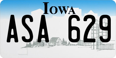IA license plate ASA629