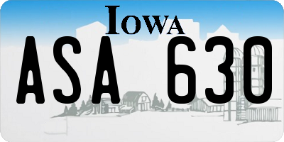 IA license plate ASA630