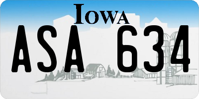 IA license plate ASA634