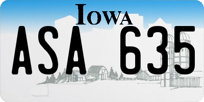 IA license plate ASA635