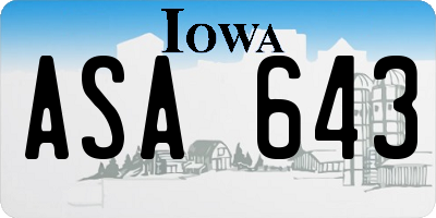 IA license plate ASA643