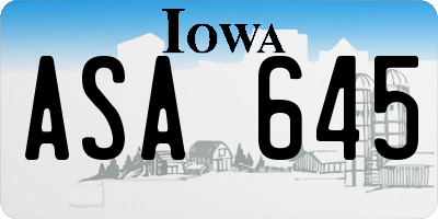 IA license plate ASA645