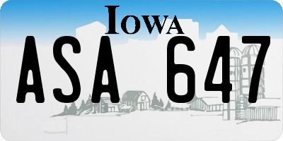 IA license plate ASA647