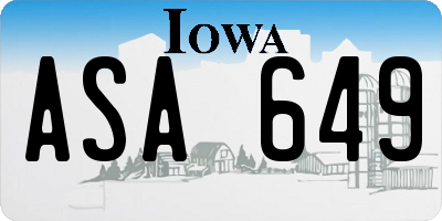 IA license plate ASA649