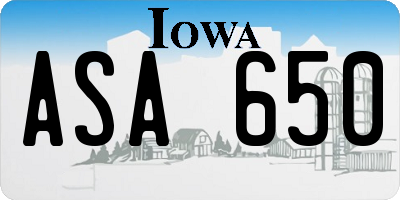 IA license plate ASA650