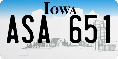 IA license plate ASA651