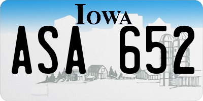 IA license plate ASA652