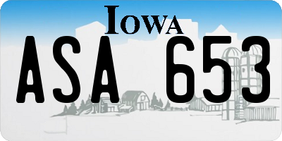 IA license plate ASA653