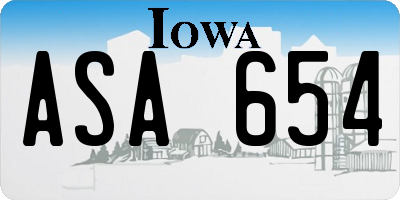 IA license plate ASA654