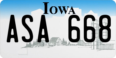 IA license plate ASA668