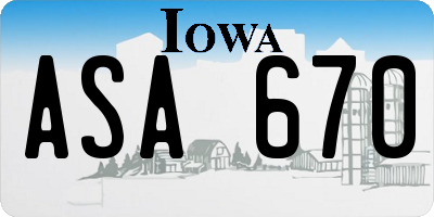 IA license plate ASA670