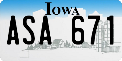 IA license plate ASA671