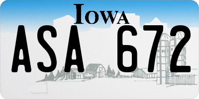 IA license plate ASA672