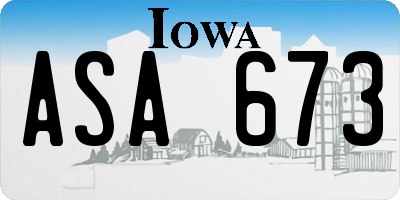 IA license plate ASA673