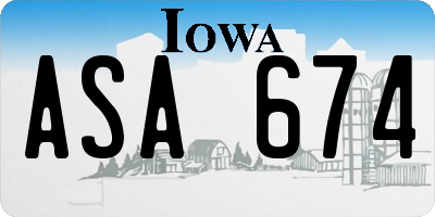 IA license plate ASA674