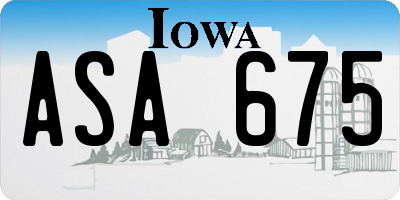 IA license plate ASA675
