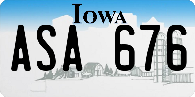 IA license plate ASA676