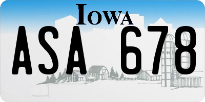 IA license plate ASA678