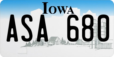 IA license plate ASA680