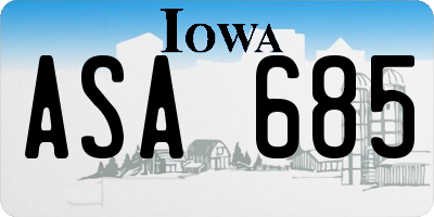 IA license plate ASA685