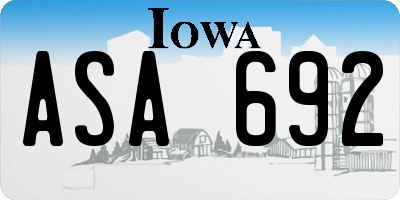 IA license plate ASA692