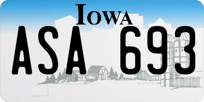 IA license plate ASA693