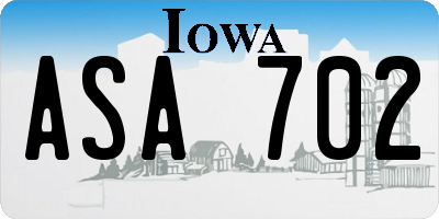 IA license plate ASA702